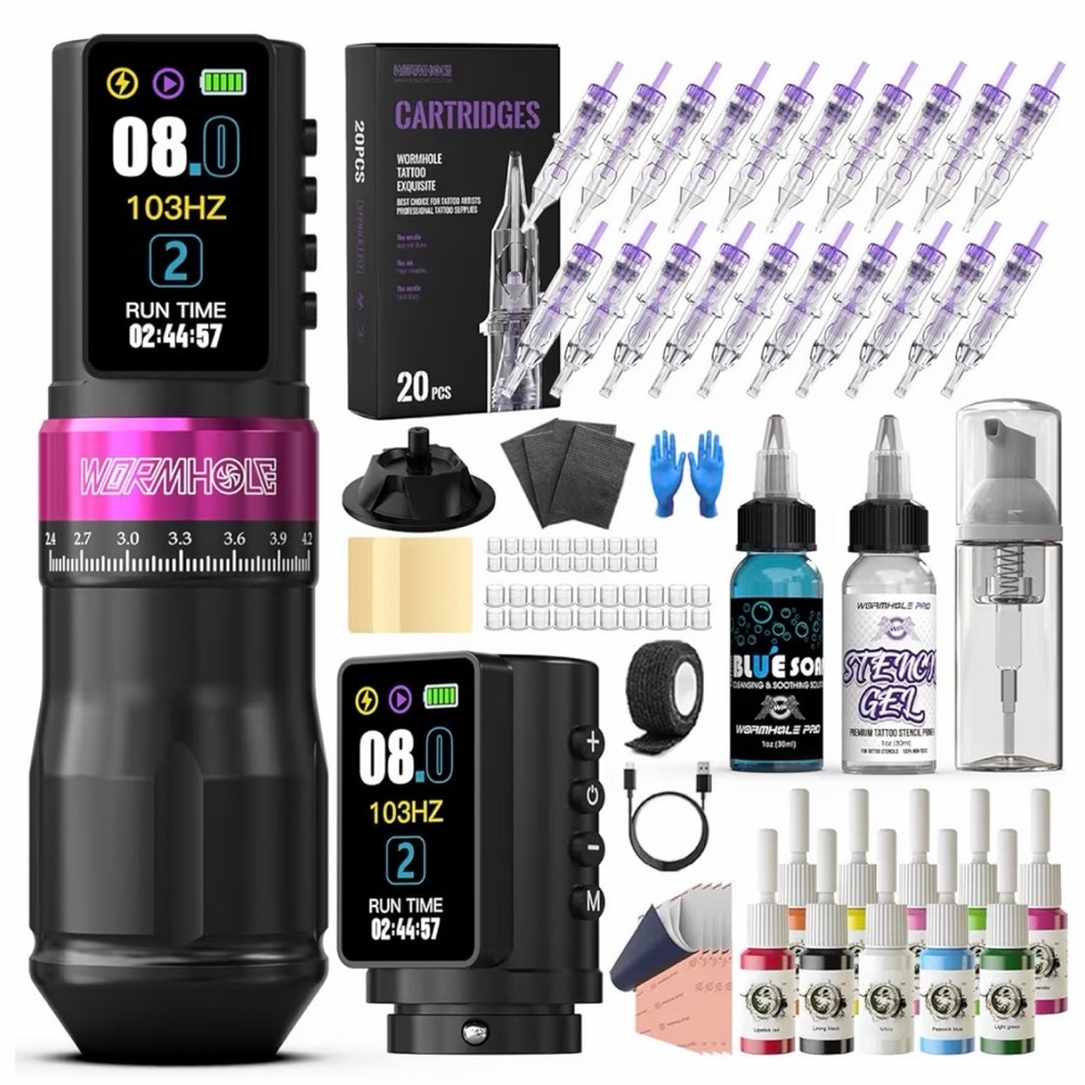 Wireless Ta ttoo Machine Kit  Adjustable Stroke